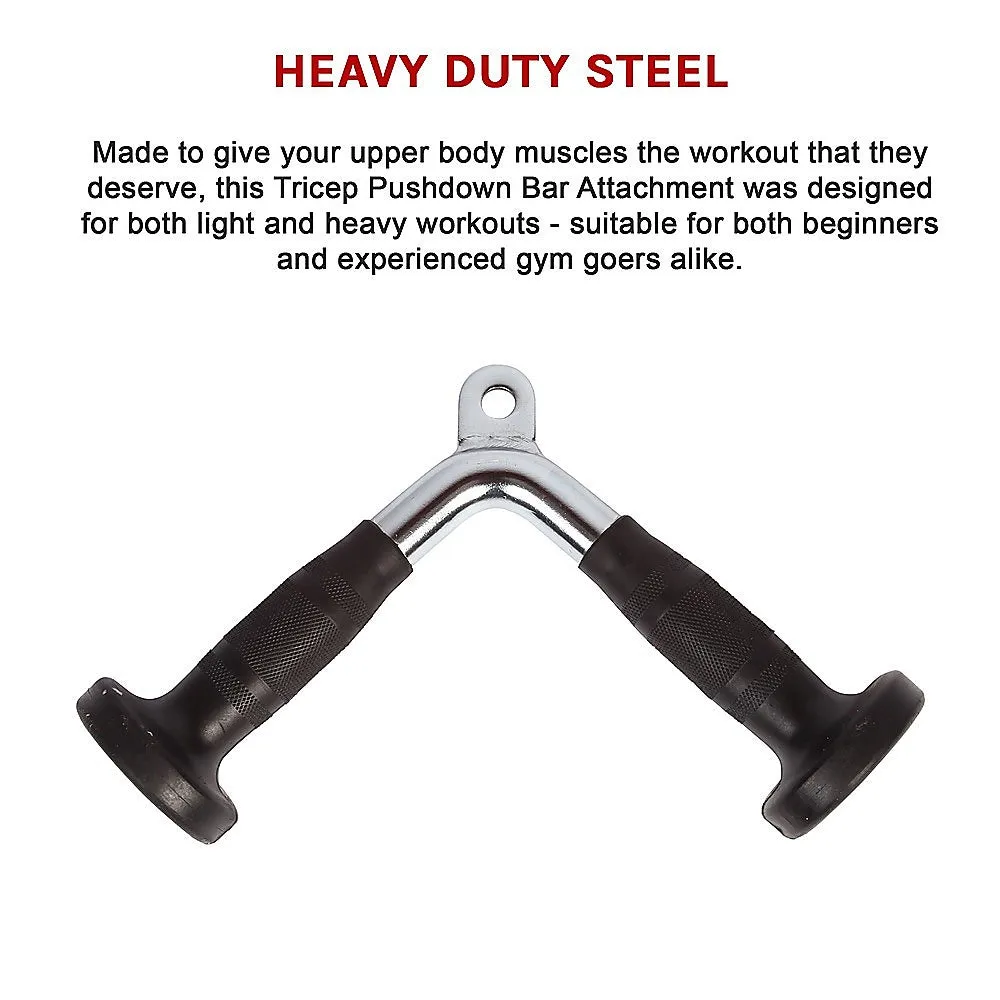 Heavy-Duty Steel Tricep Pushdown Bar with Knurled Grips - Randy & Travis