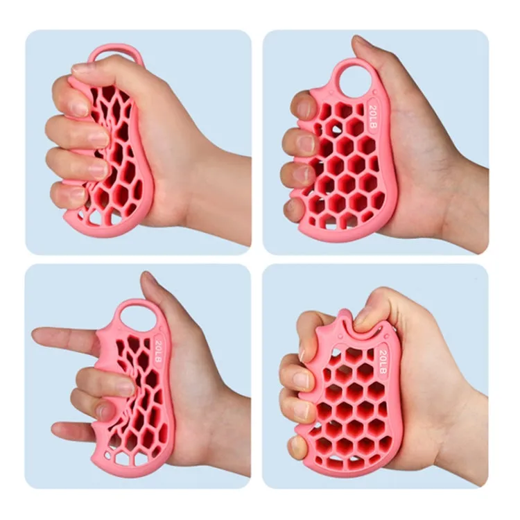 Honeycomb Elastic Finger Exerciser Hand Grip Strengthener Training Grip Ring 40LB Light Blue