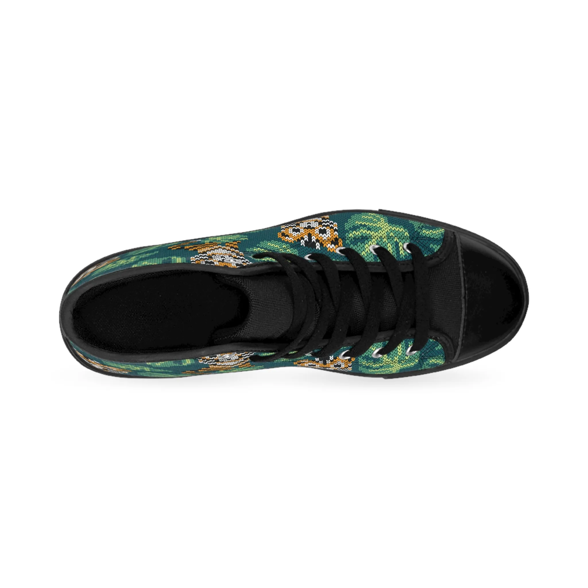 Jungle Cat Weave Pattern Women's Classic Sneakers