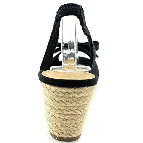 Karen Scott Womens ALLORAA Canvas Peep Toe Casual Espadrille Sandals, Black