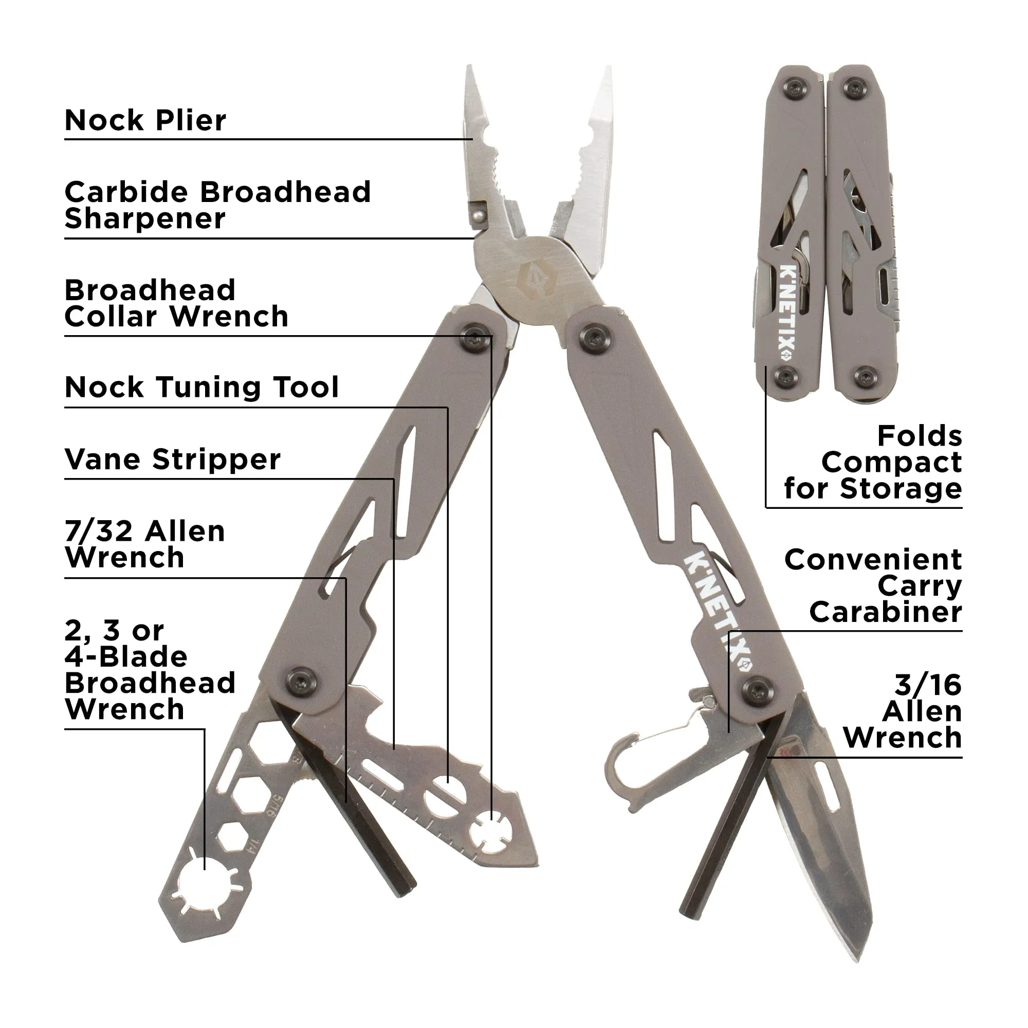 K’Netix™ Pocket ProShop Archery Multi-Tool, Gray