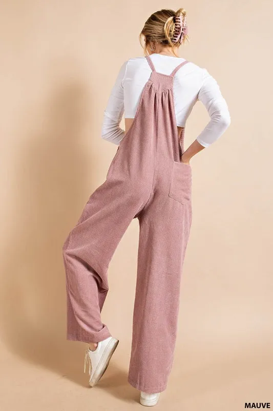 Kori Corduroy Overalls Jumpsuit - Mauve