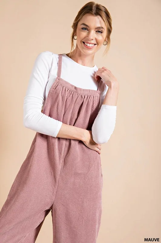 Kori Corduroy Overalls Jumpsuit - Mauve