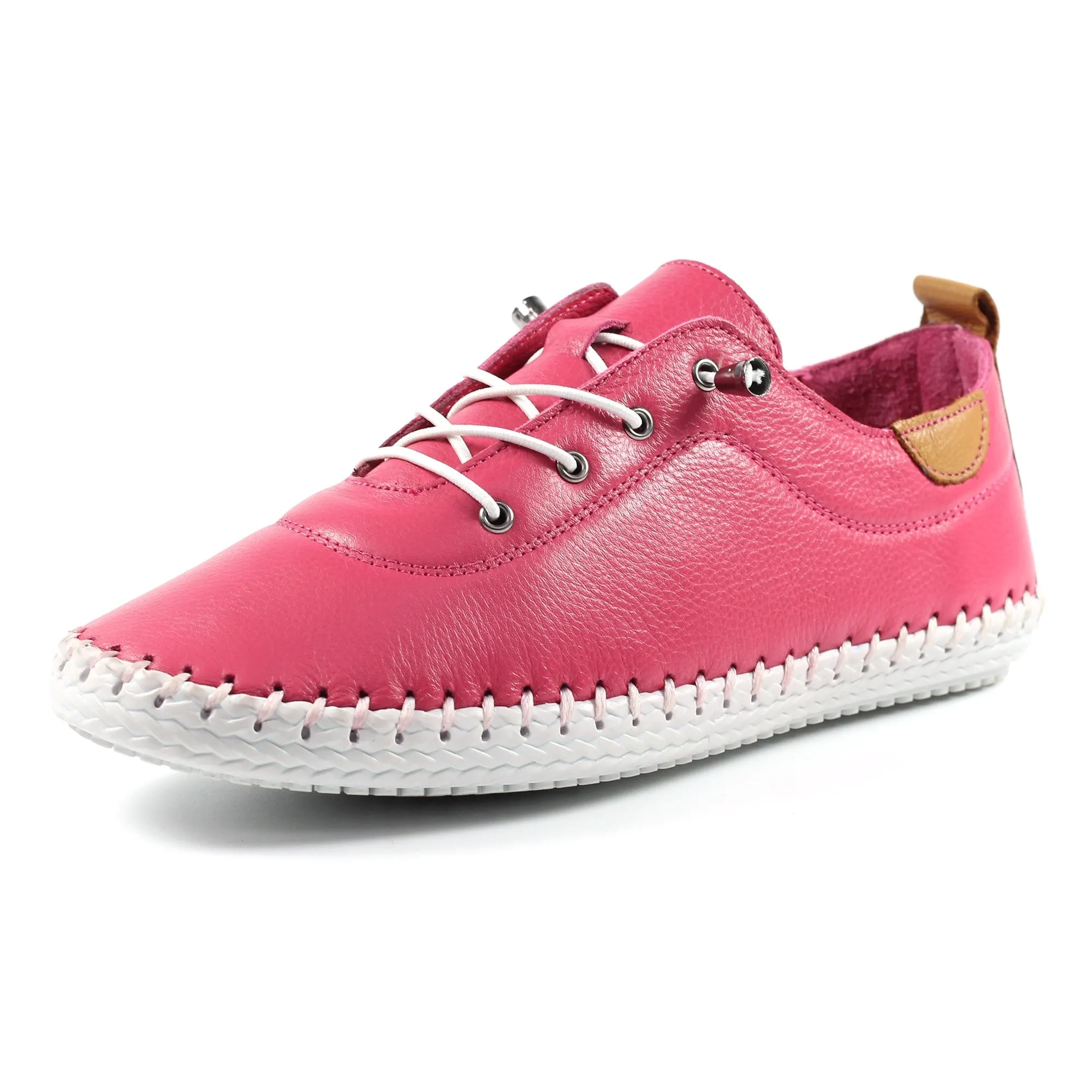 Lunar FLE030 St Ives Rasberry Womens Casual Comfort Leather Lace Up Trainers