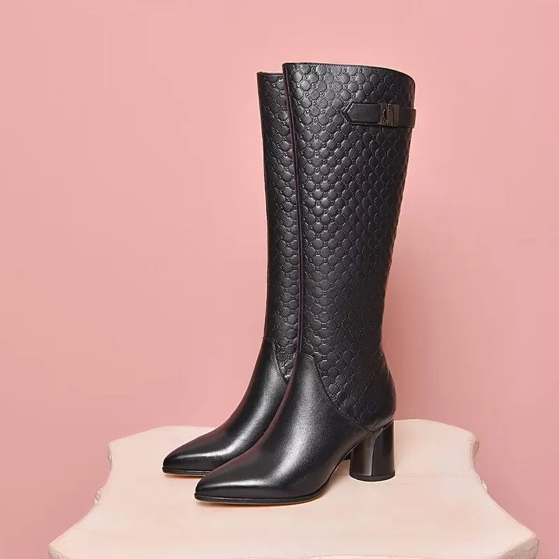 LuxePoint Exotic Leather Tall Boots