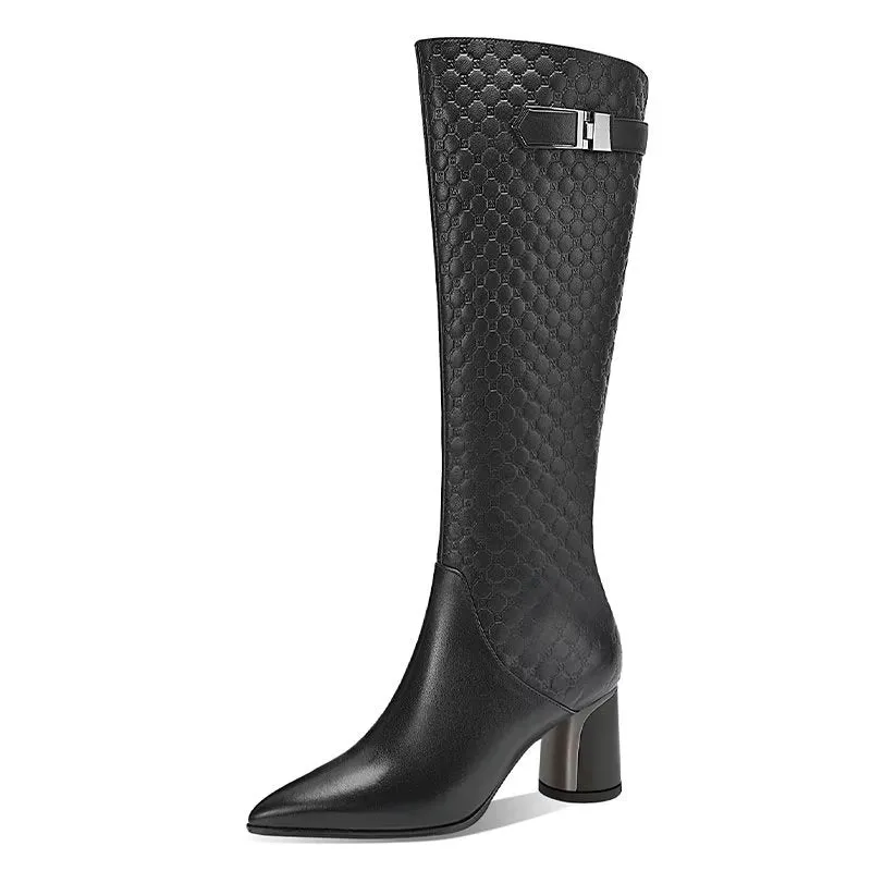 LuxePoint Exotic Leather Tall Boots