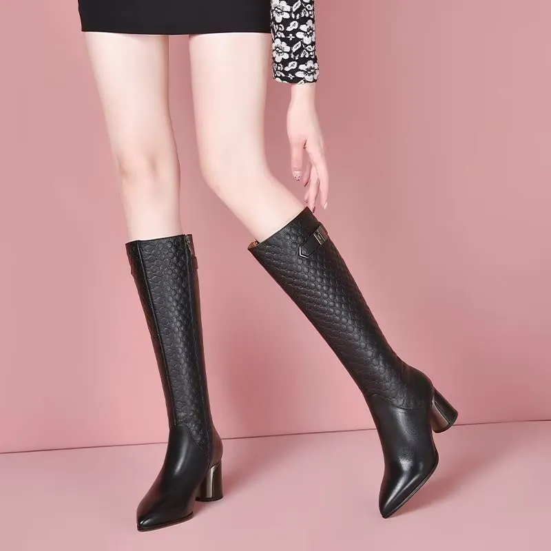 LuxePoint Exotic Leather Tall Boots