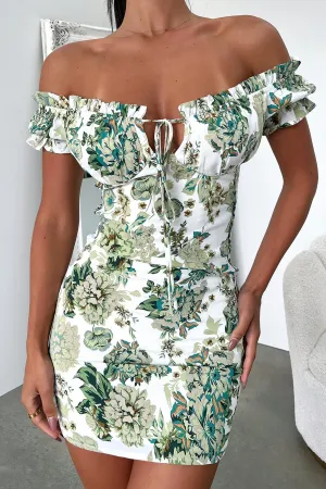 Maisie Dress - Green/White Floral