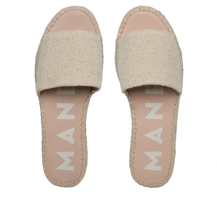 MANEBI COARSE WOVEN CANVAS DOUBLE SOLE SLIDES