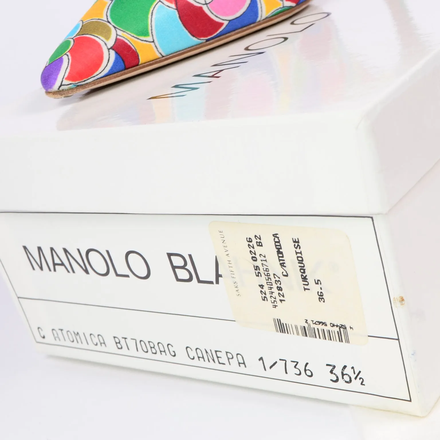 Manolo Blahnik Bold Colorful Pointed Toe Mules W Blue Buckles