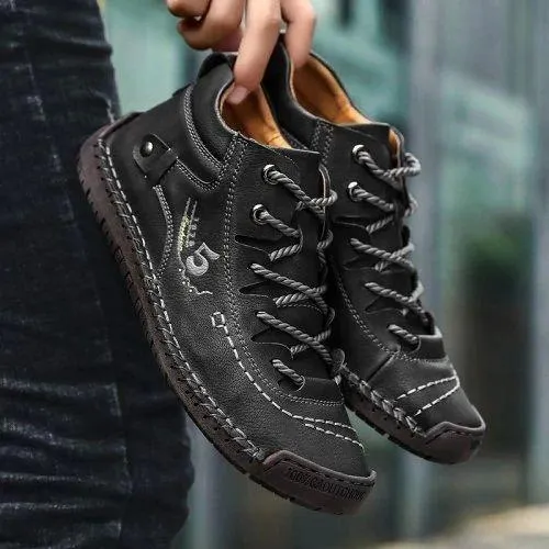 Men Hand Stitching Microfiber Leather Comfy Soft Retro Style Casual Shoes