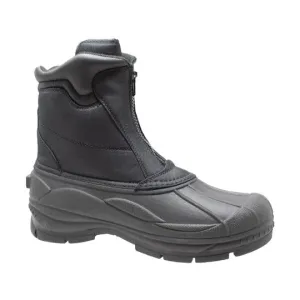 Mens Black Nylon Zipper Winter Leather Boots