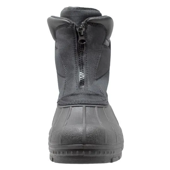 Mens Black Nylon Zipper Winter Leather Boots