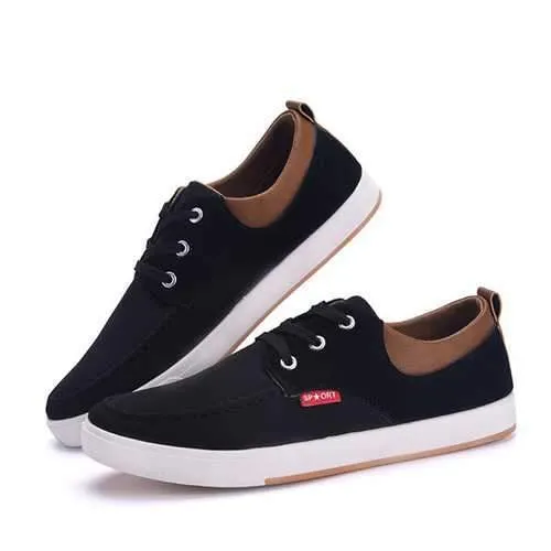 Men's Canvas Sneakers Breathable Soft Sole Lace up Casual Shoes