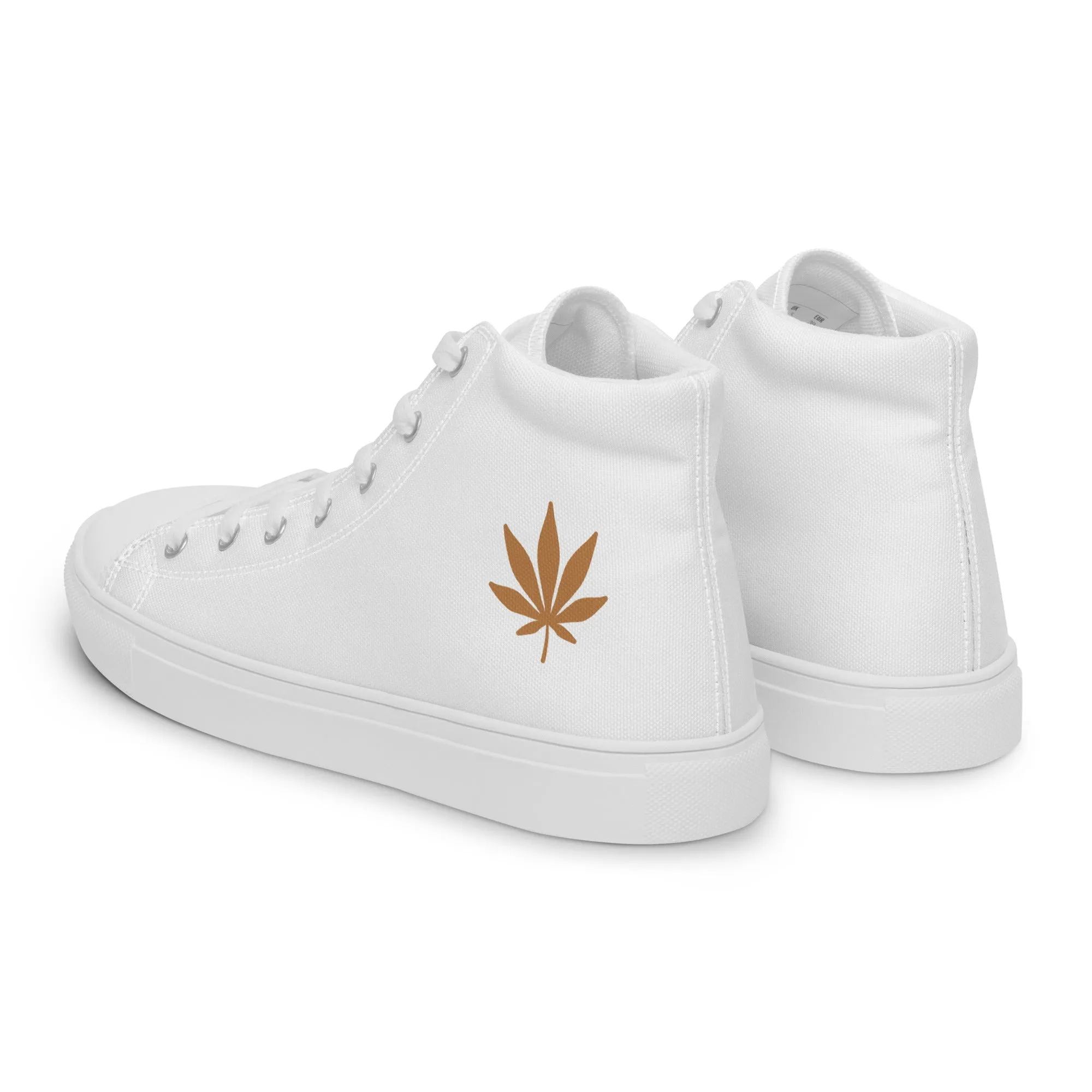 Menâ€™s high top canvas shoes - cannabis leaf