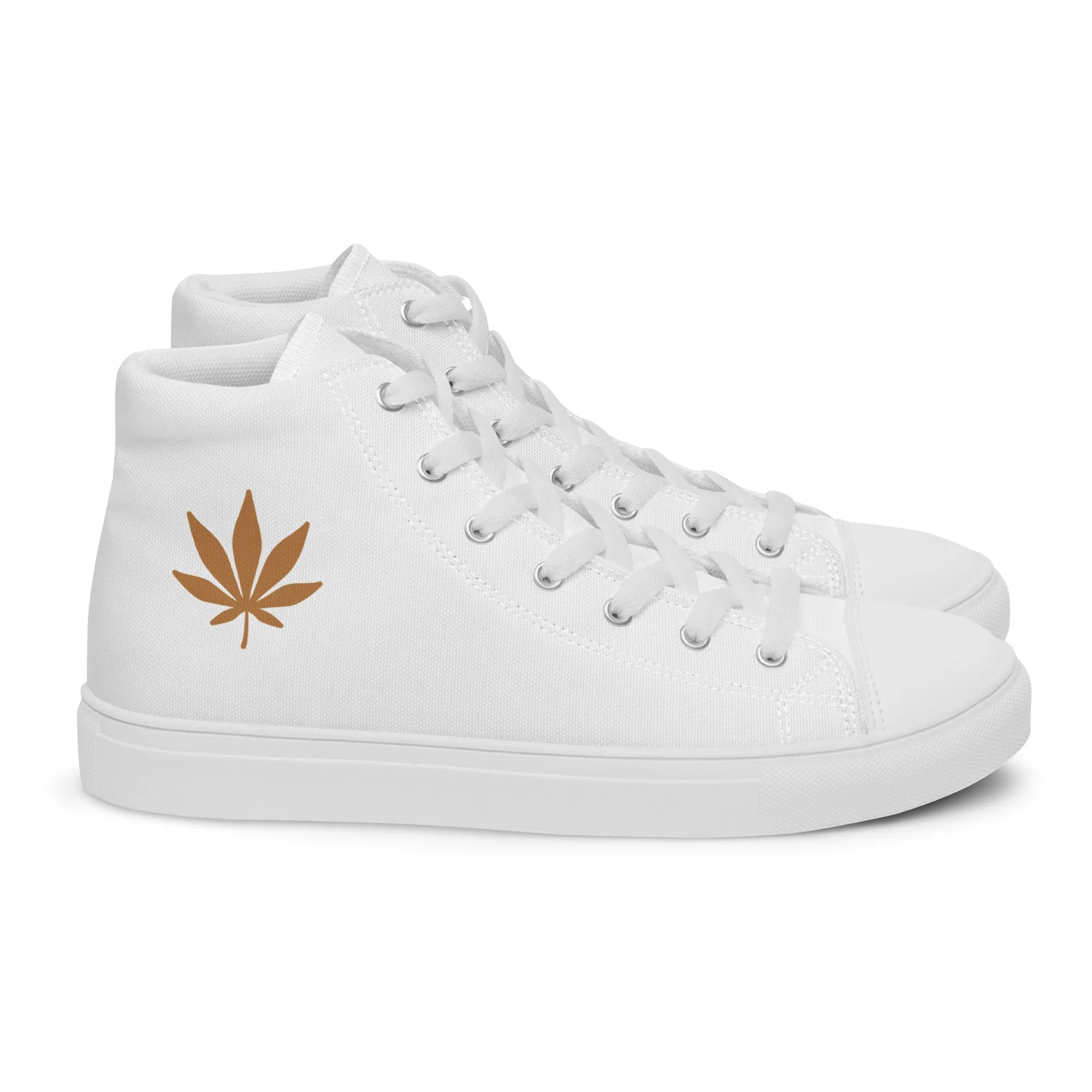 Menâ€™s high top canvas shoes - cannabis leaf