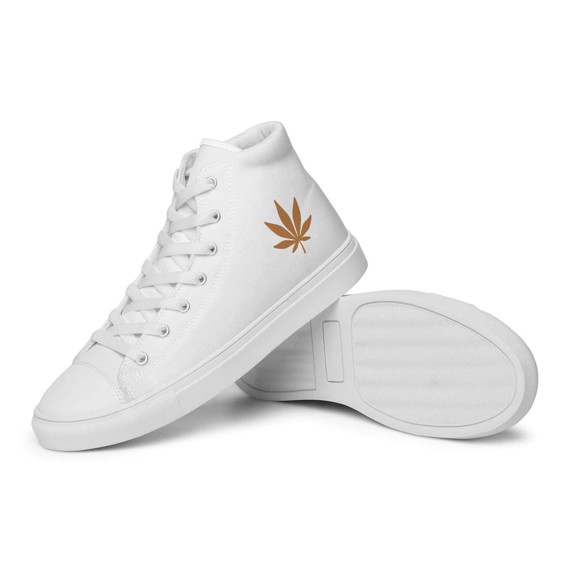 Menâ€™s high top canvas shoes - cannabis leaf