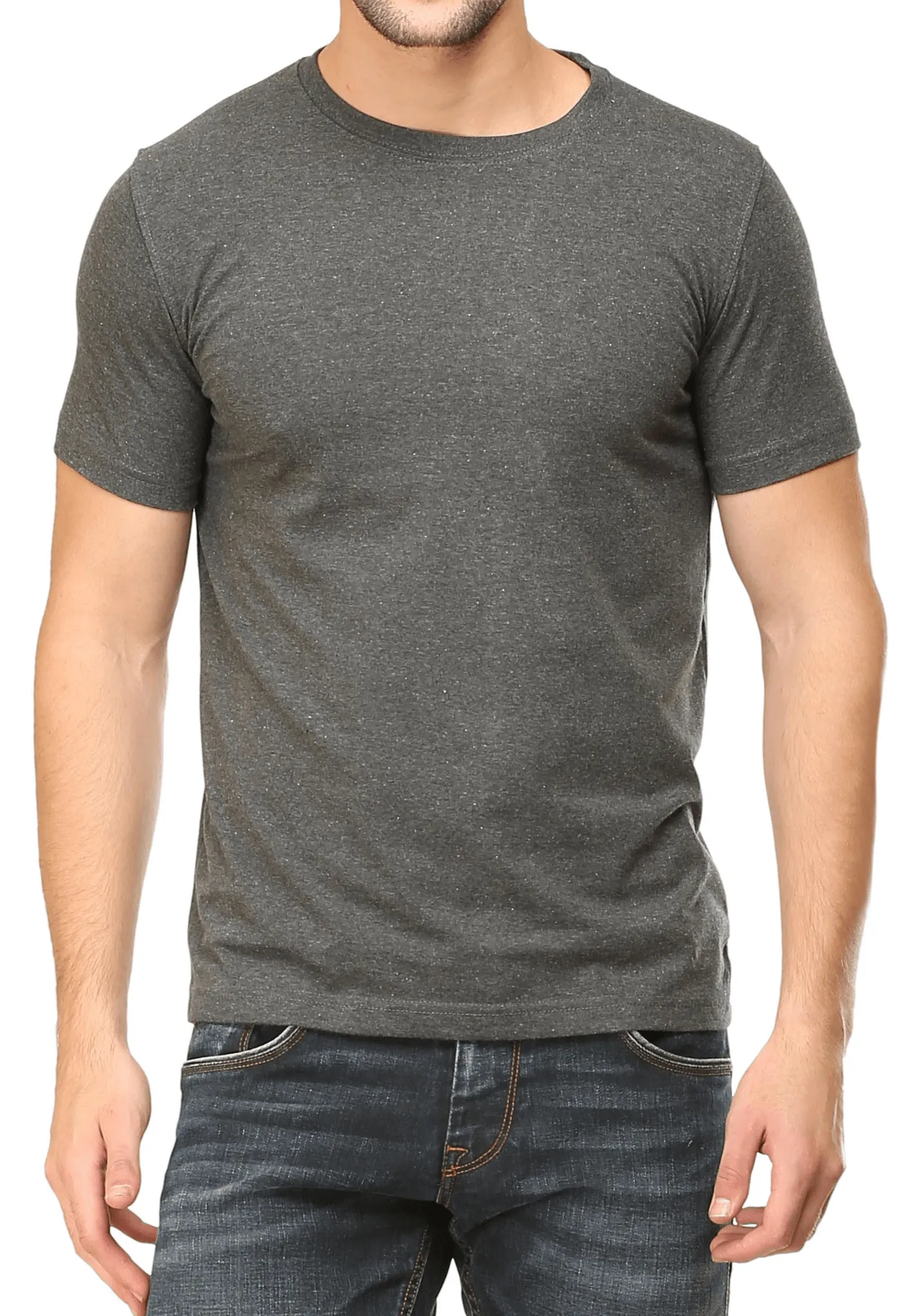 Men's Round Neck Plain T-Shirt CHARCOAL GREY (Regular Fit)