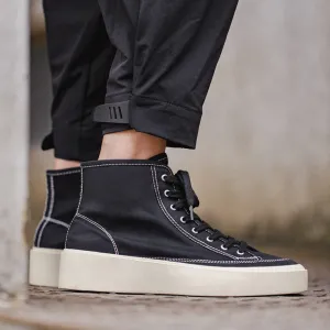 Men's Vintage High Top Canvas  Black Sneakers