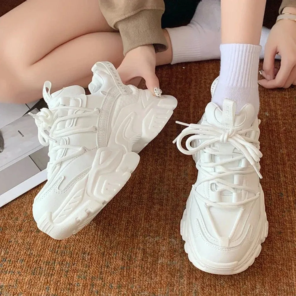 Merendy Conqueror Lace-up White Sporty Chunky platform Sneakers