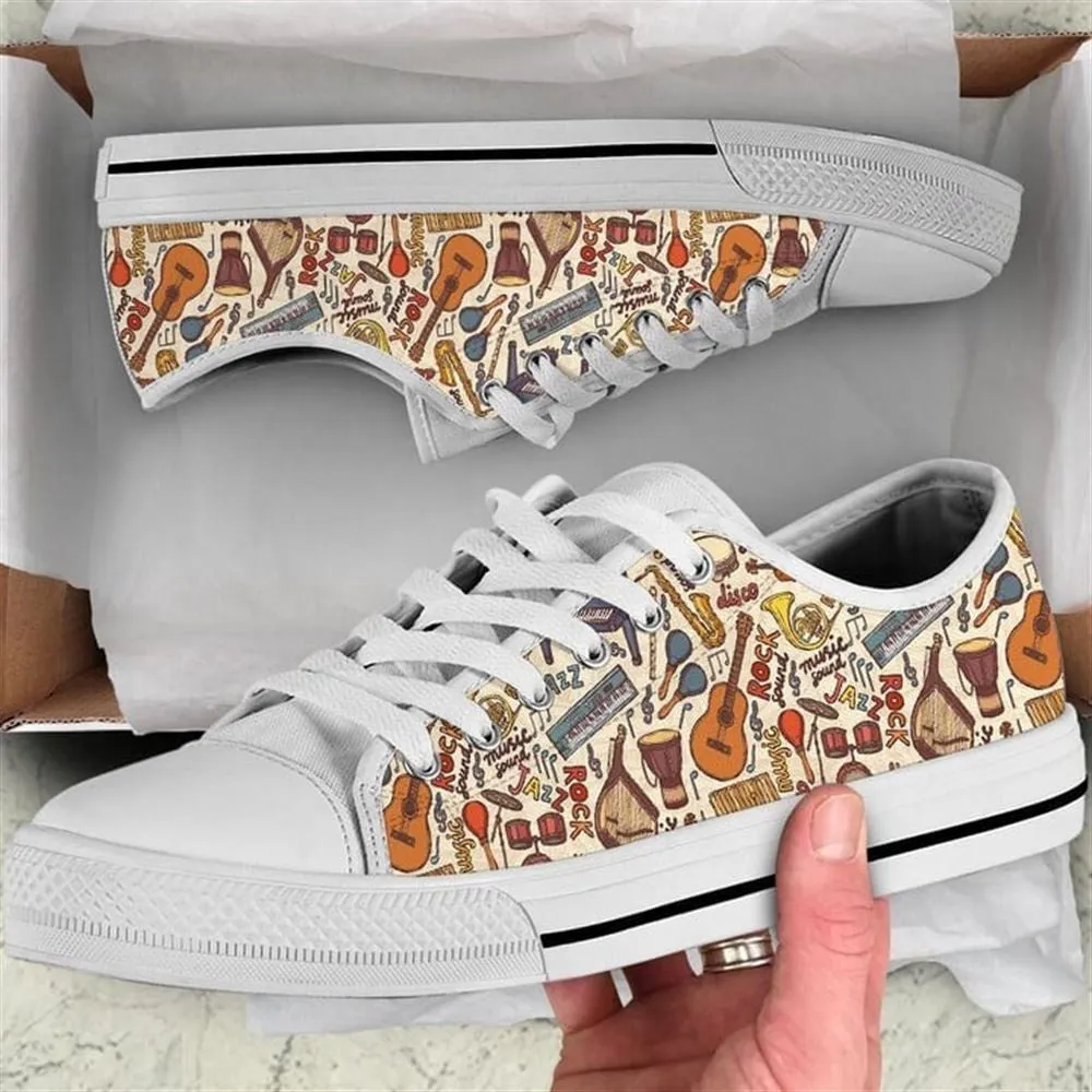 Music Instruments Sketch Canvas Low Top Shoes, Canvas Shoes Design, Low Top Sneaker