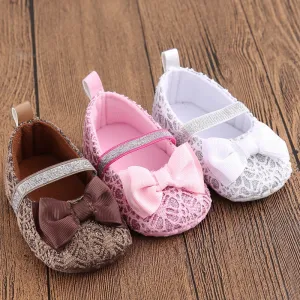 Newborn Bowknot Baby Shoes Toddler Soft Soled Flower Crib Shoes Anti-slip 0-18M