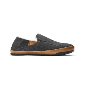 OLUKAI HANOHANO CANVAS SHEARLING SLIPPER DARK SHADOW - MENS