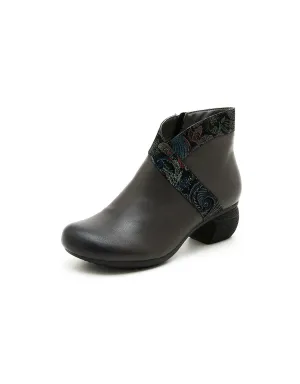 Oriental Style Retro Leather Chunky Boots