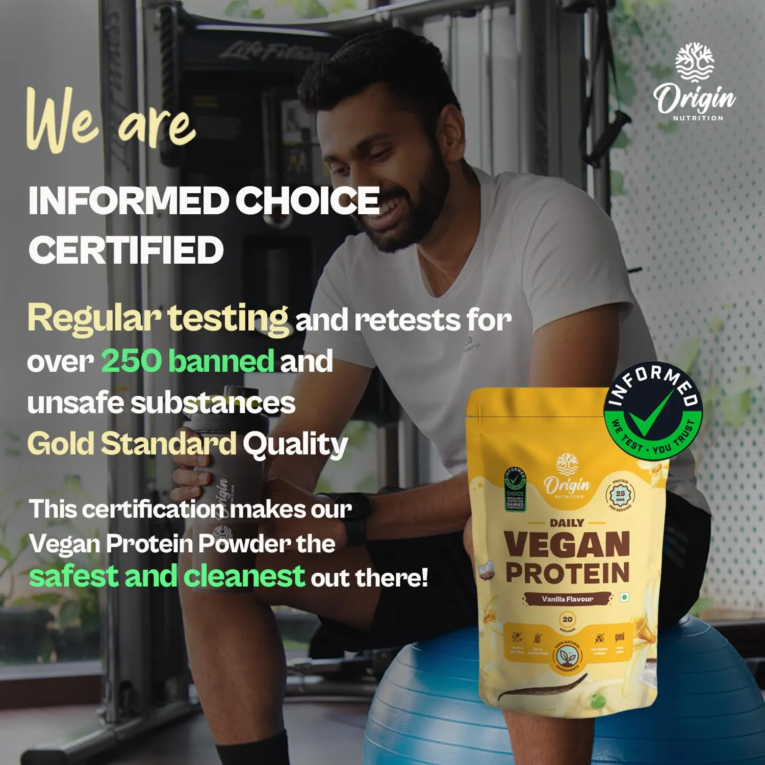 Origin Nutrition 100% Natural Vegan Protein Powder (European Pea Protein Isolate & Pumpkin Seed Protein) Easy to Digest Vanilla Flavour with 25g Plant Based Protein,780g