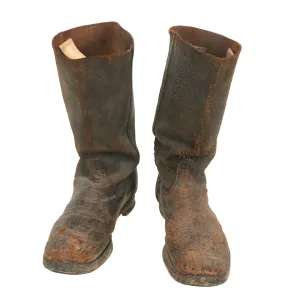 Original Imperial German WWI M1866 Marschstiefel Enlisted Issue Marching Boots with Pull-up Straps - Size 46