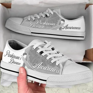 Parkinson's Shoes Disease Awareness Ribbon Low Top Shoes , Low Top Sneaker, Low Top Canvas Shoes