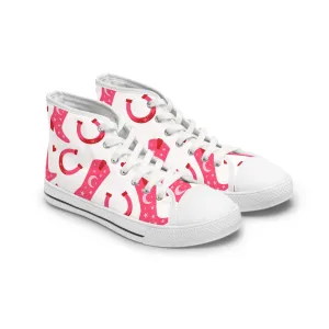 Pink Western Shoes Women's High Top Sneakers