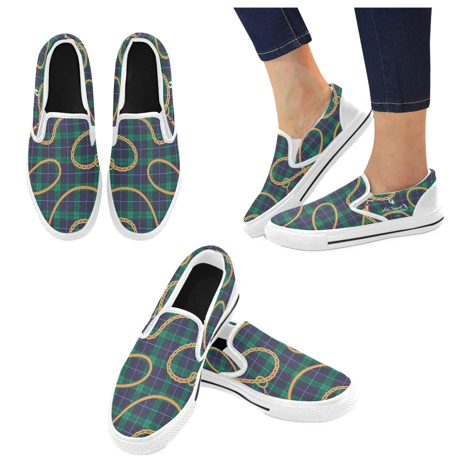 PLAID IN GOLD Slip-on Canvas Shoes for Kids