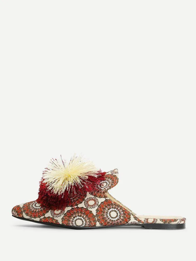 Pom Pom Decorated Flats