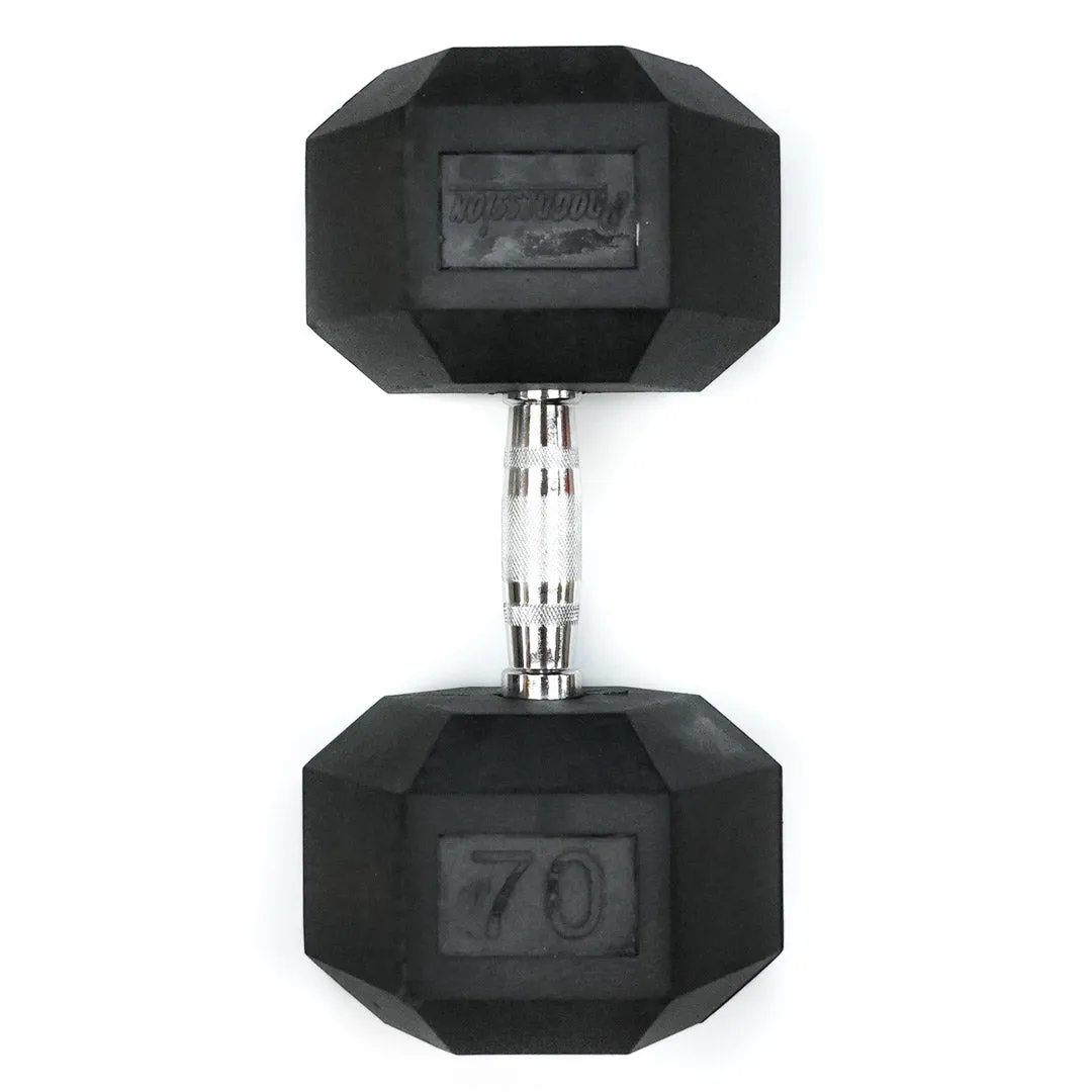 Progression Rubber Hex Dumbbell 70 lb