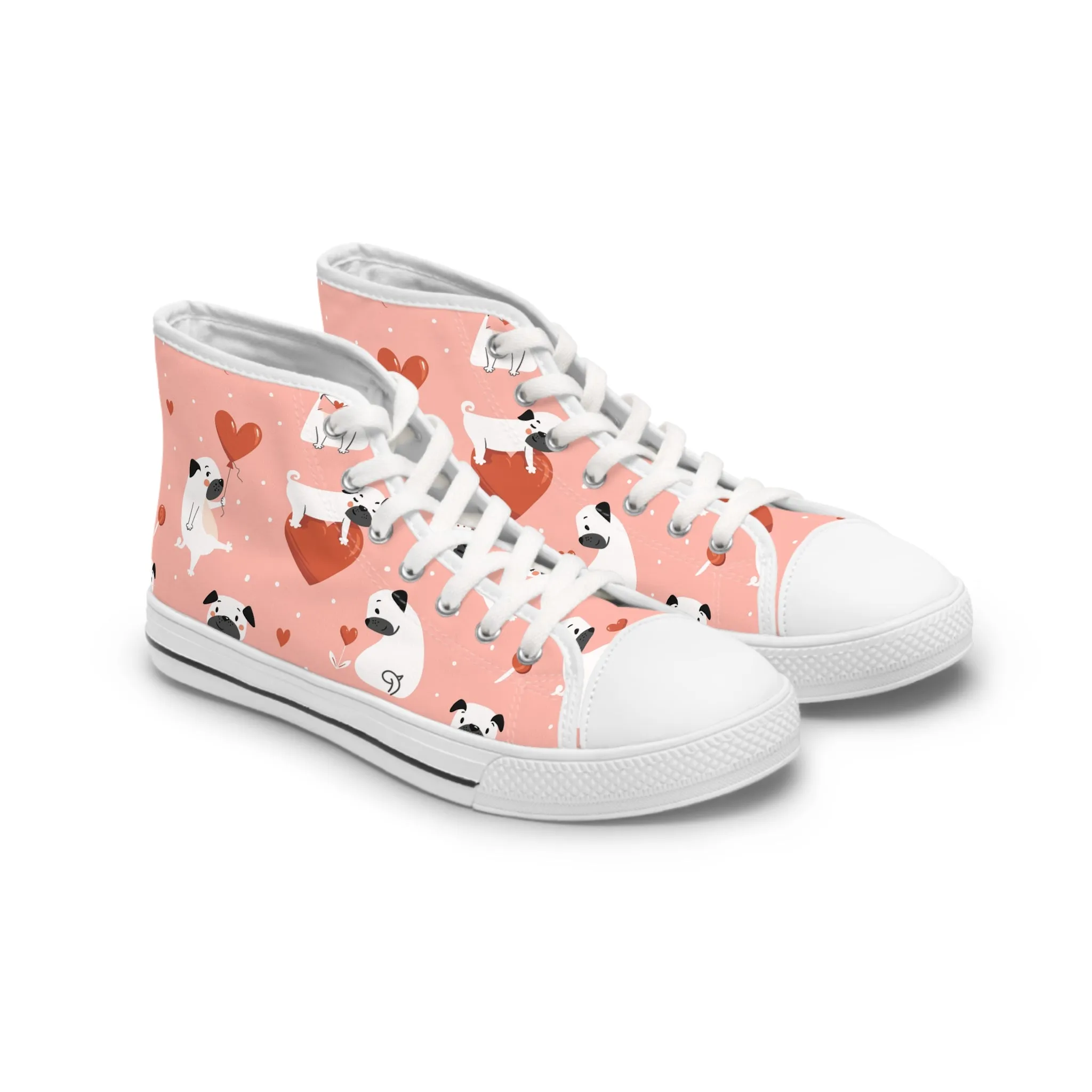 Pug Heart Women's High Top Sneakers