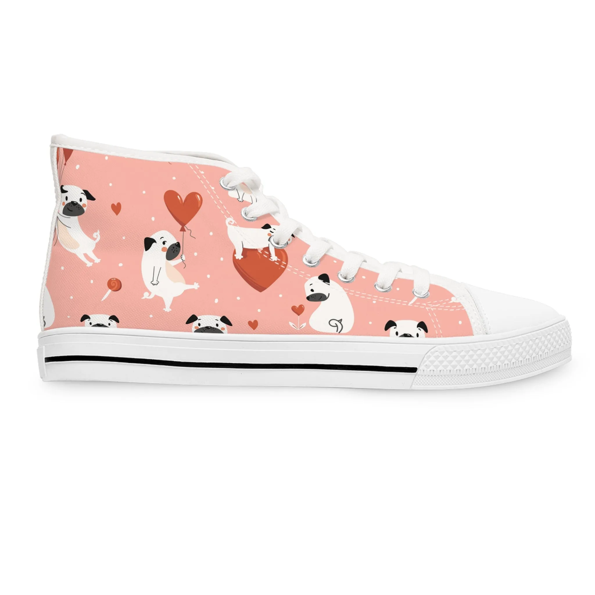 Pug Heart Women's High Top Sneakers