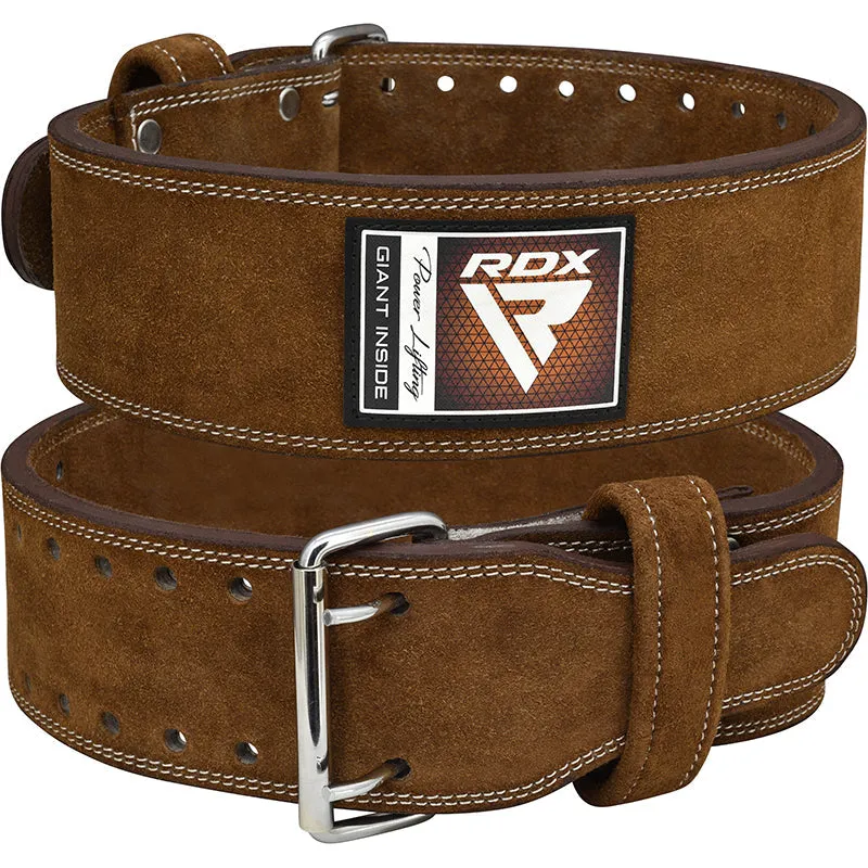 RDX 4PN Suede Leather Brown Powerlifting Belt