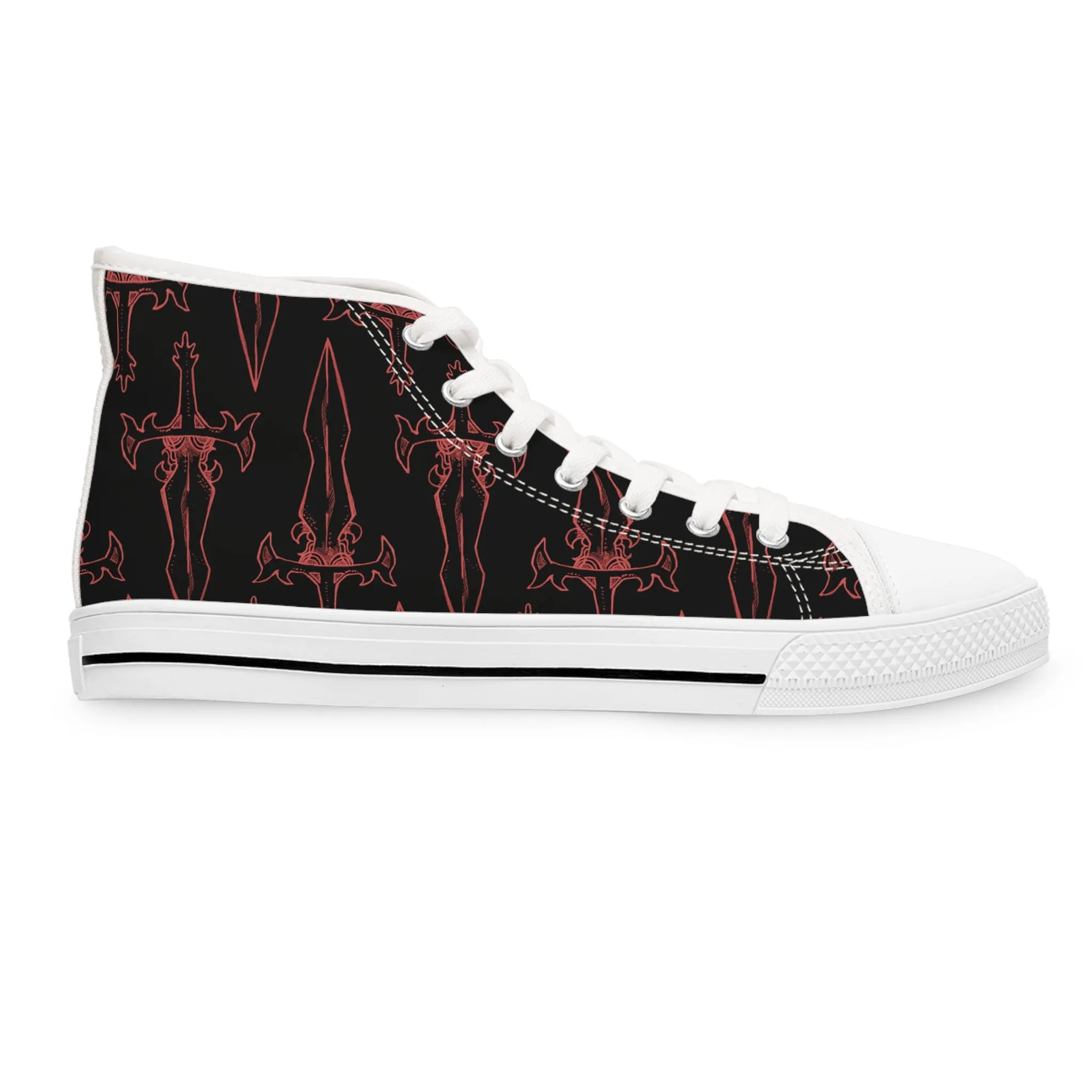 Red Dagger and Sword Women's High Top Sneakers