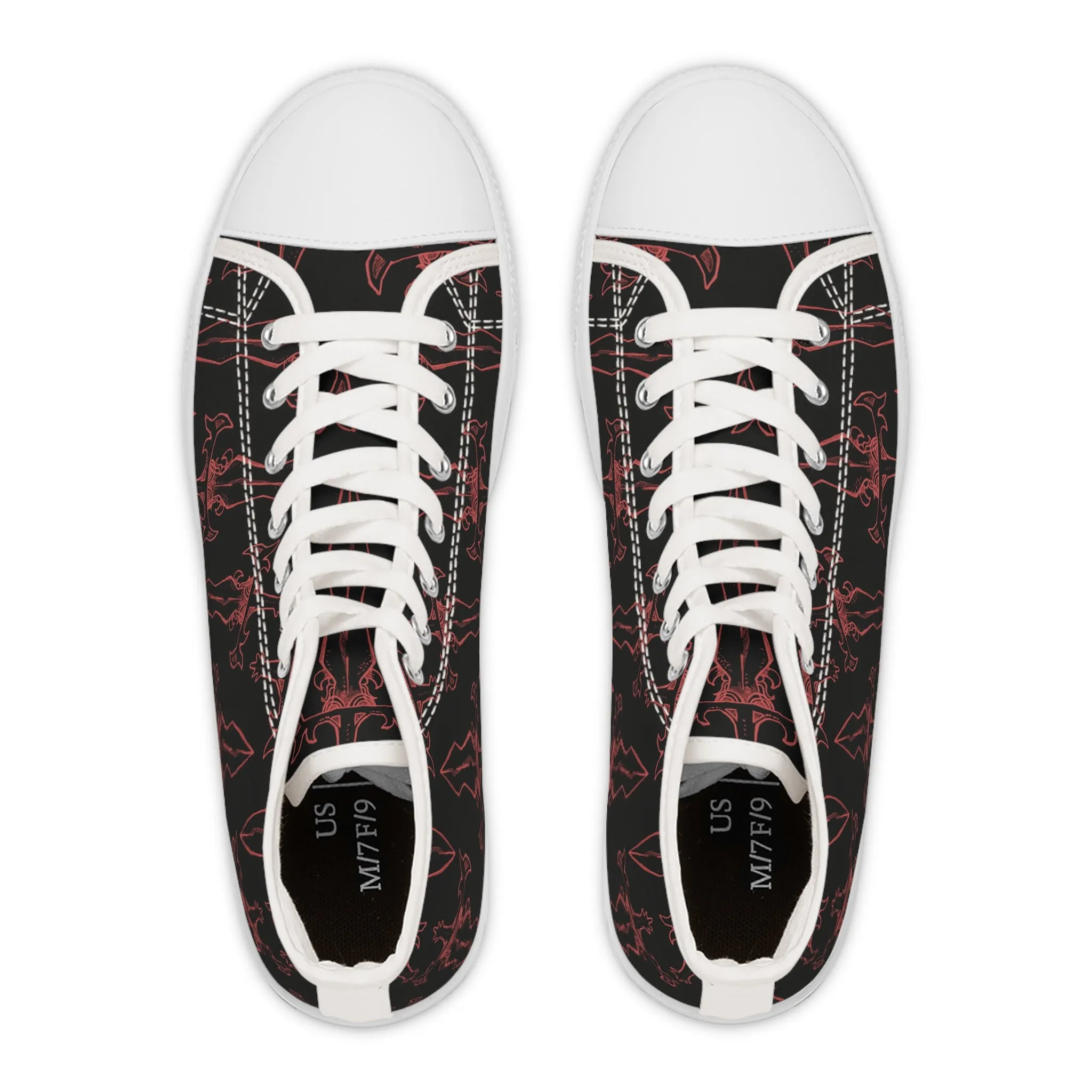 Red Dagger and Sword Women's High Top Sneakers