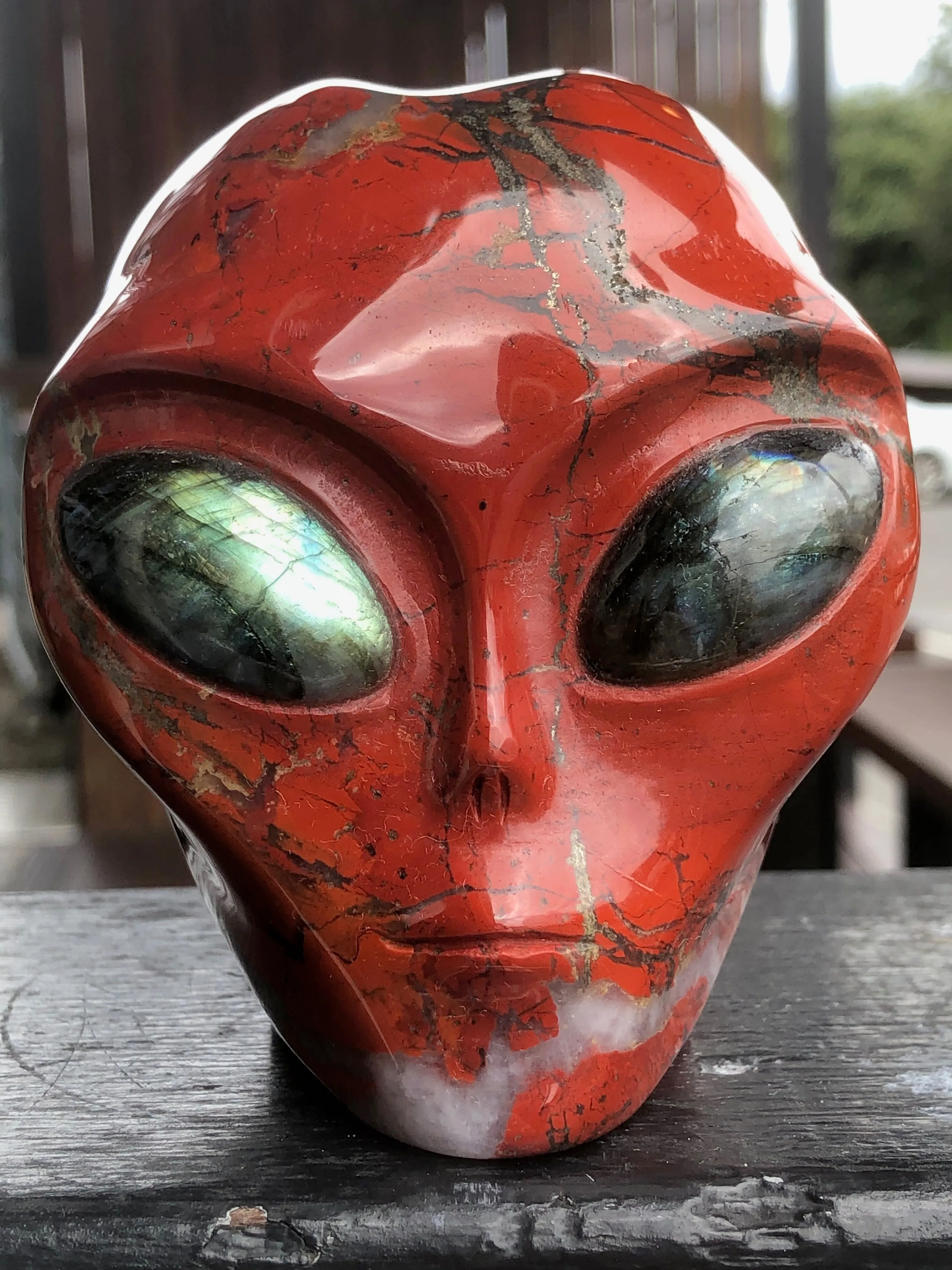 Red Jasper Alien with Labradorite Eyes [1k1423]