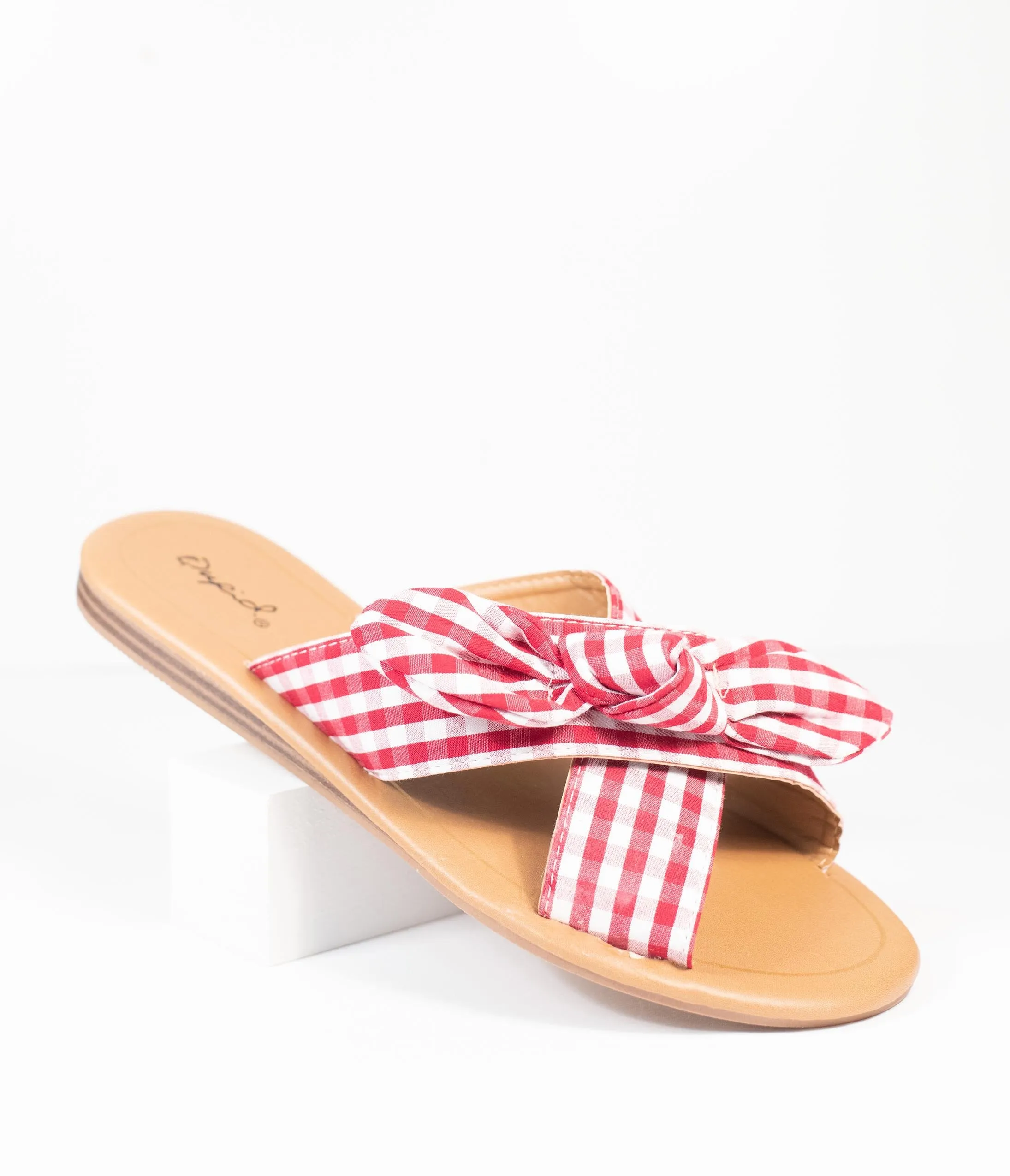 Retro Style Red & White Gingham Sandals