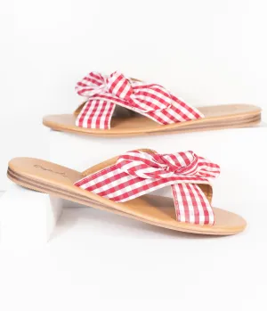 Retro Style Red & White Gingham Sandals