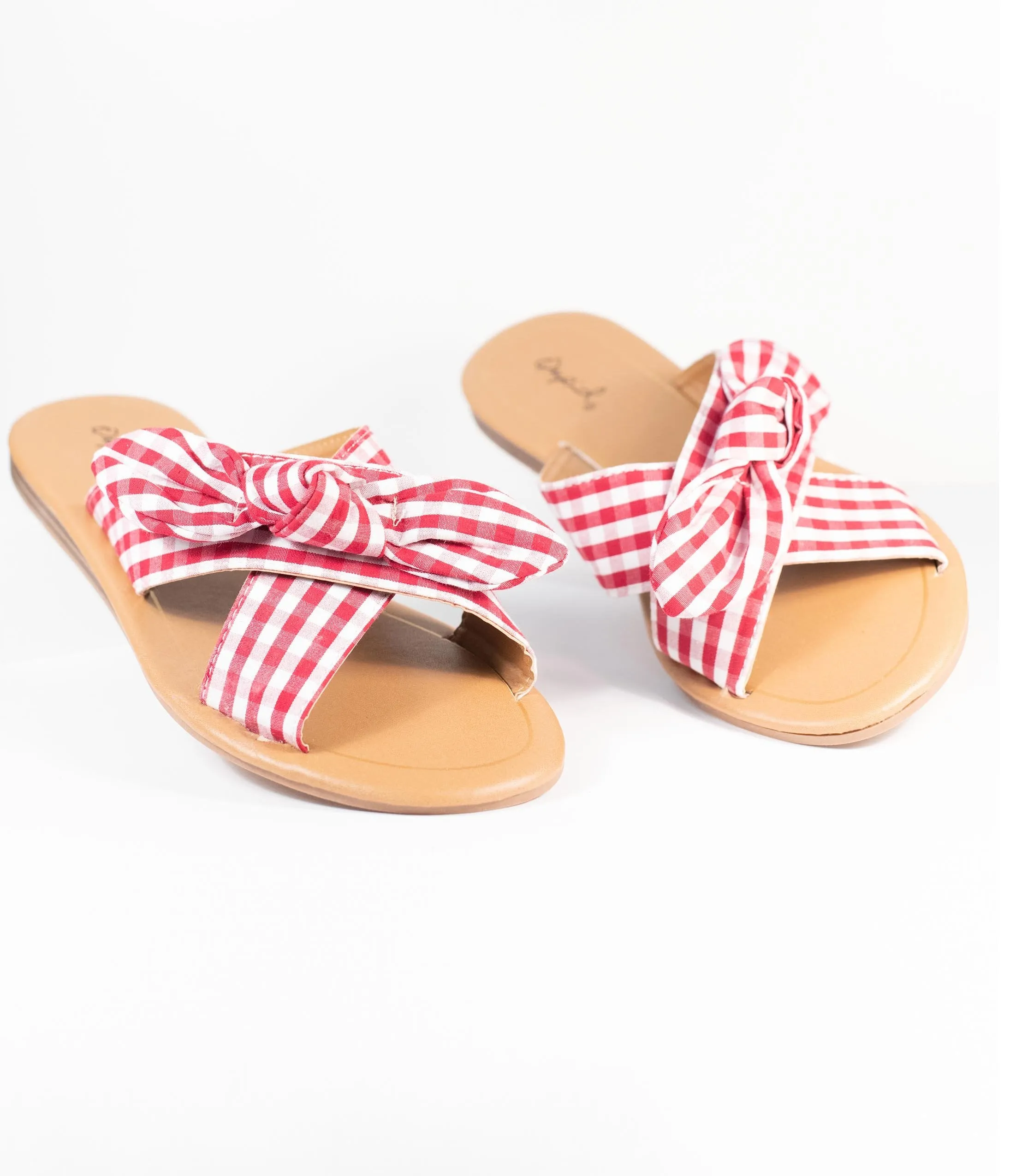 Retro Style Red & White Gingham Sandals