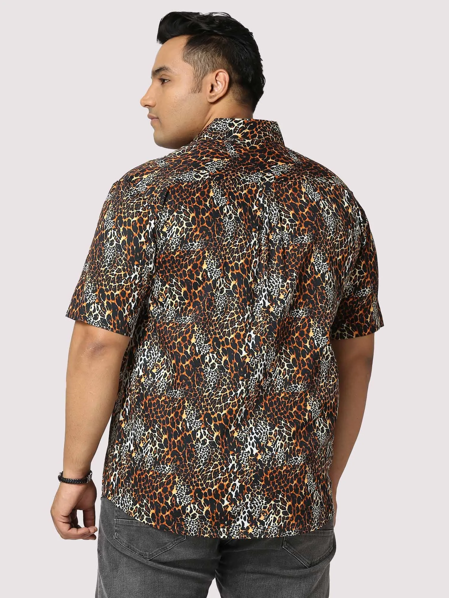 Roar Digital Printed Half Shirt Men's Plus Size