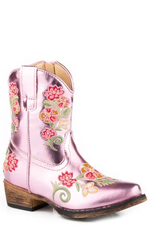 Roper Toddler Girls Riley Floral Pink Faux Leather Cowboy Boots