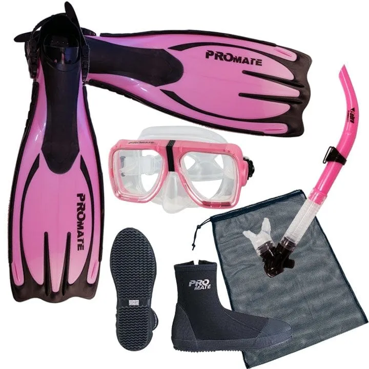 Scuba Dive Snorkeling Mask Snorkel Boots Fins Gear Bag Set - SCS0046