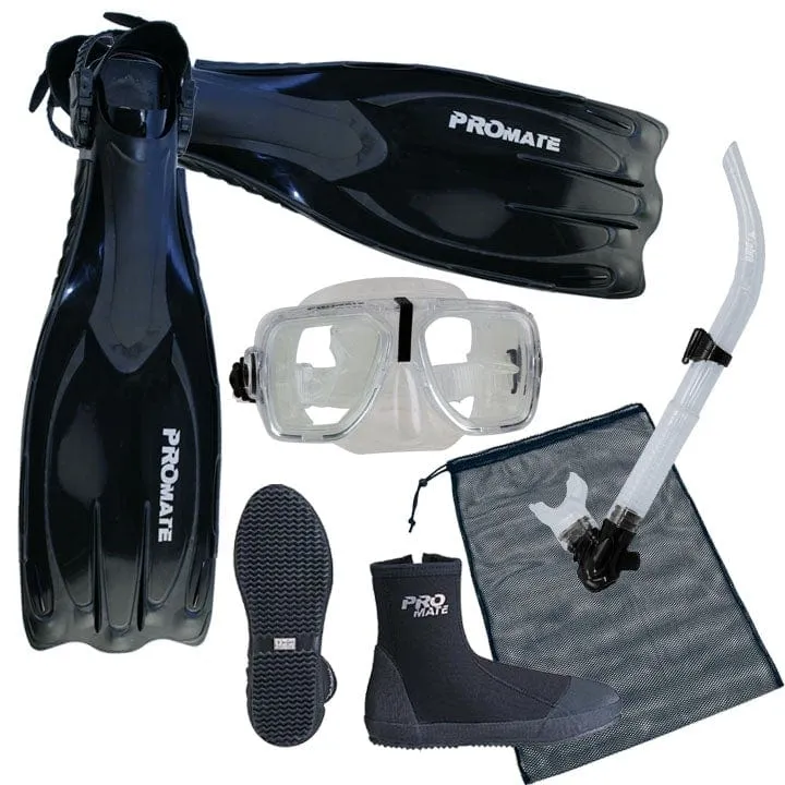 Scuba Dive Snorkeling Mask Snorkel Boots Fins Gear Bag Set - SCS0046