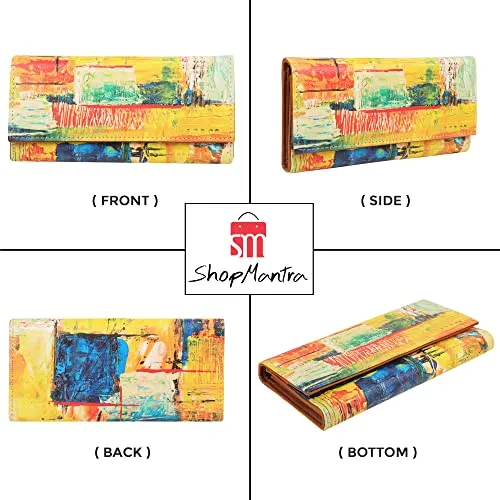 ShopMantra Wallet for Women's |Women's Wallet | Clutch | Vegan Leather|Holds Upto 11 Cards 1 Id Slot|2 Notes and 1 Coin Compartment| Magnetic Closure|Multicolor