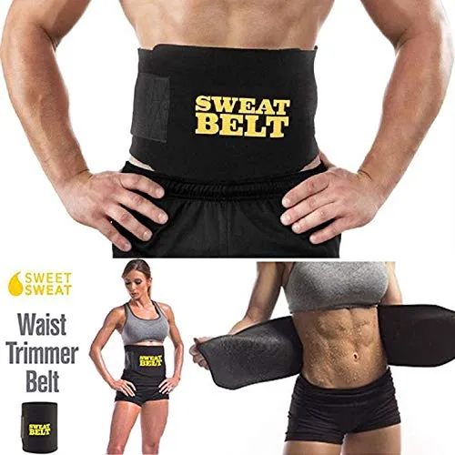 Sidhmart Tummy Trimmer and Sweat Belt Combo Gym Accessories Combo Ab Exercise Equipment Fat Buster Weight Loss Fitness Home Gym Workout Equipment Black